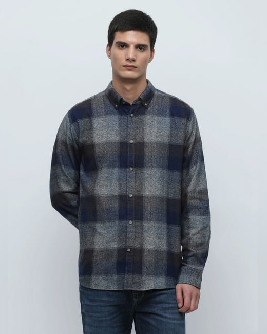 Blue Flannel Check Full Sleeves Shirt