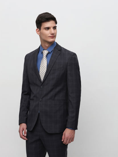 Grey Check Suit-Set Blazer
