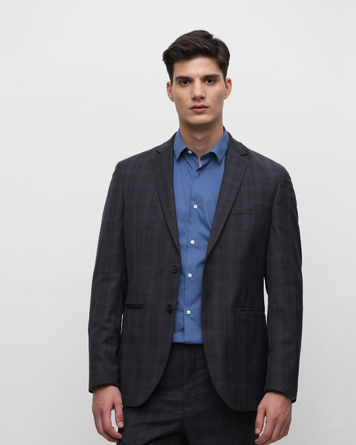 Buy Grey Check Suit-Set Blazer for Men Online at SELECTED HOMME | 296725001