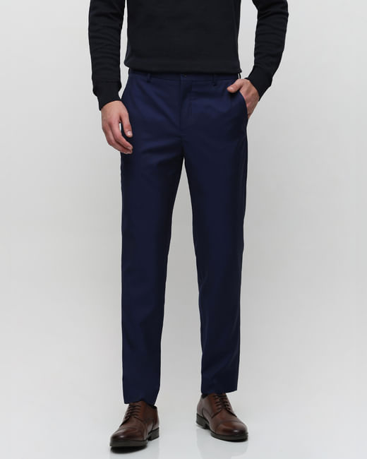 Royal Blue Mid Rise Suit-Set Trousers