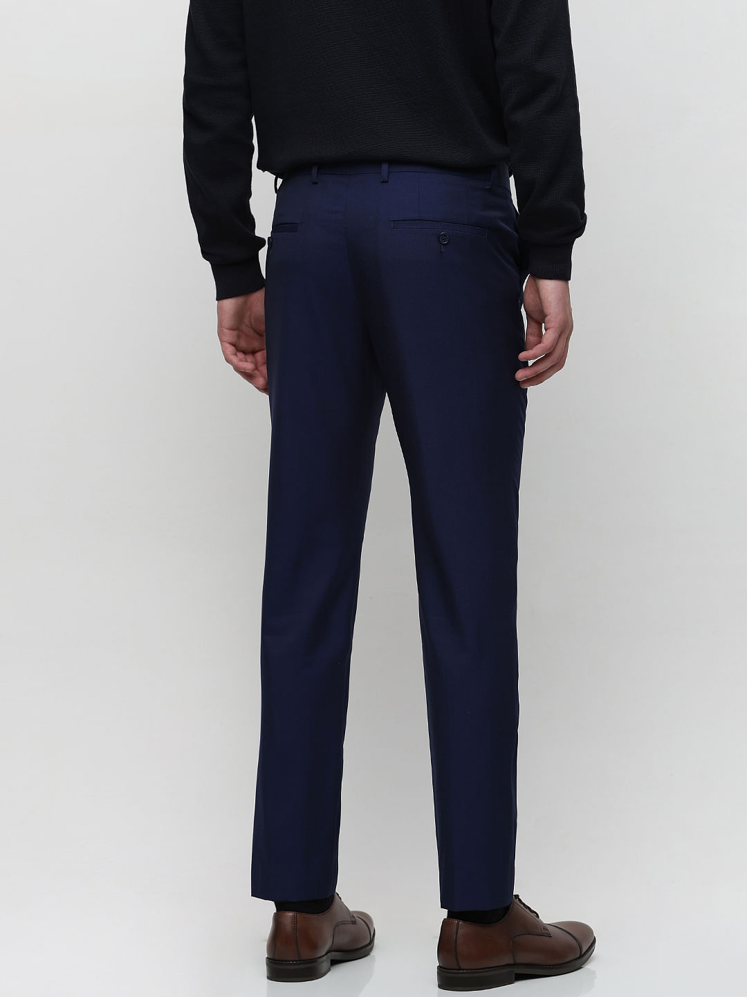 Tailored Fit Blue Check Performance Trousers | Buy Online at Moss