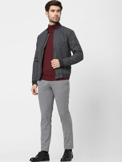 Light Grey Solid Trousers