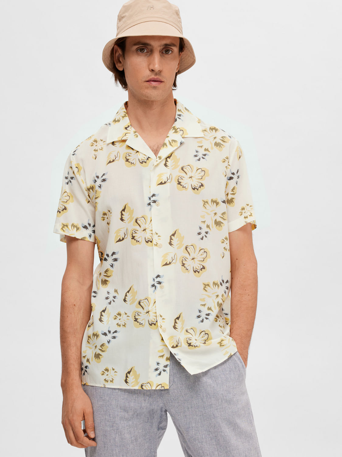 Buy Off-White Floral Short Sleeves Shirt for Men Online at