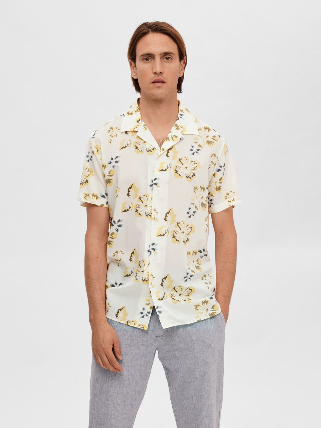 Buy Off-White Floral Short Sleeves Shirt for Men Online at