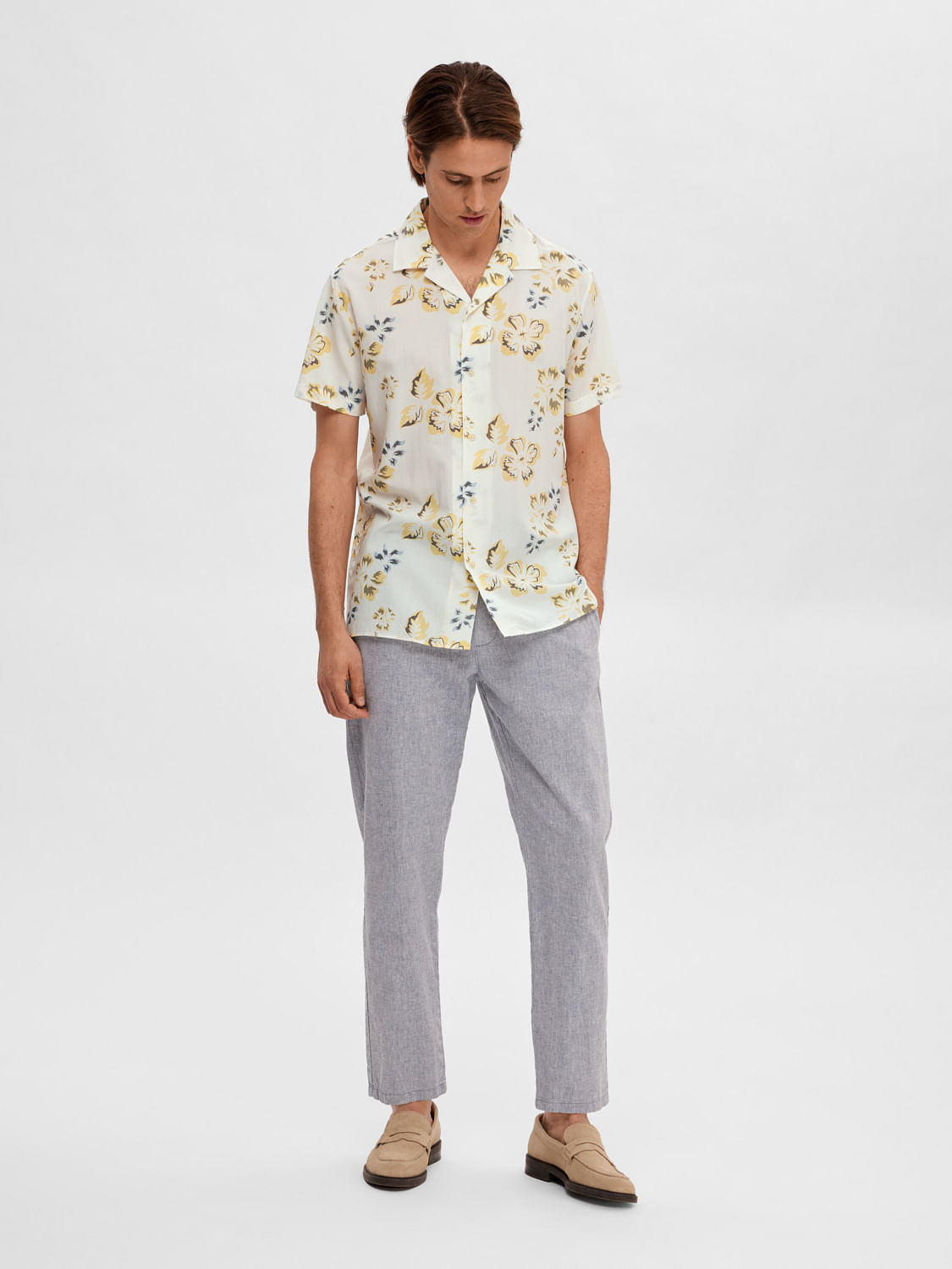 Buy Off-White Floral Short Sleeves Shirt for Men Online at