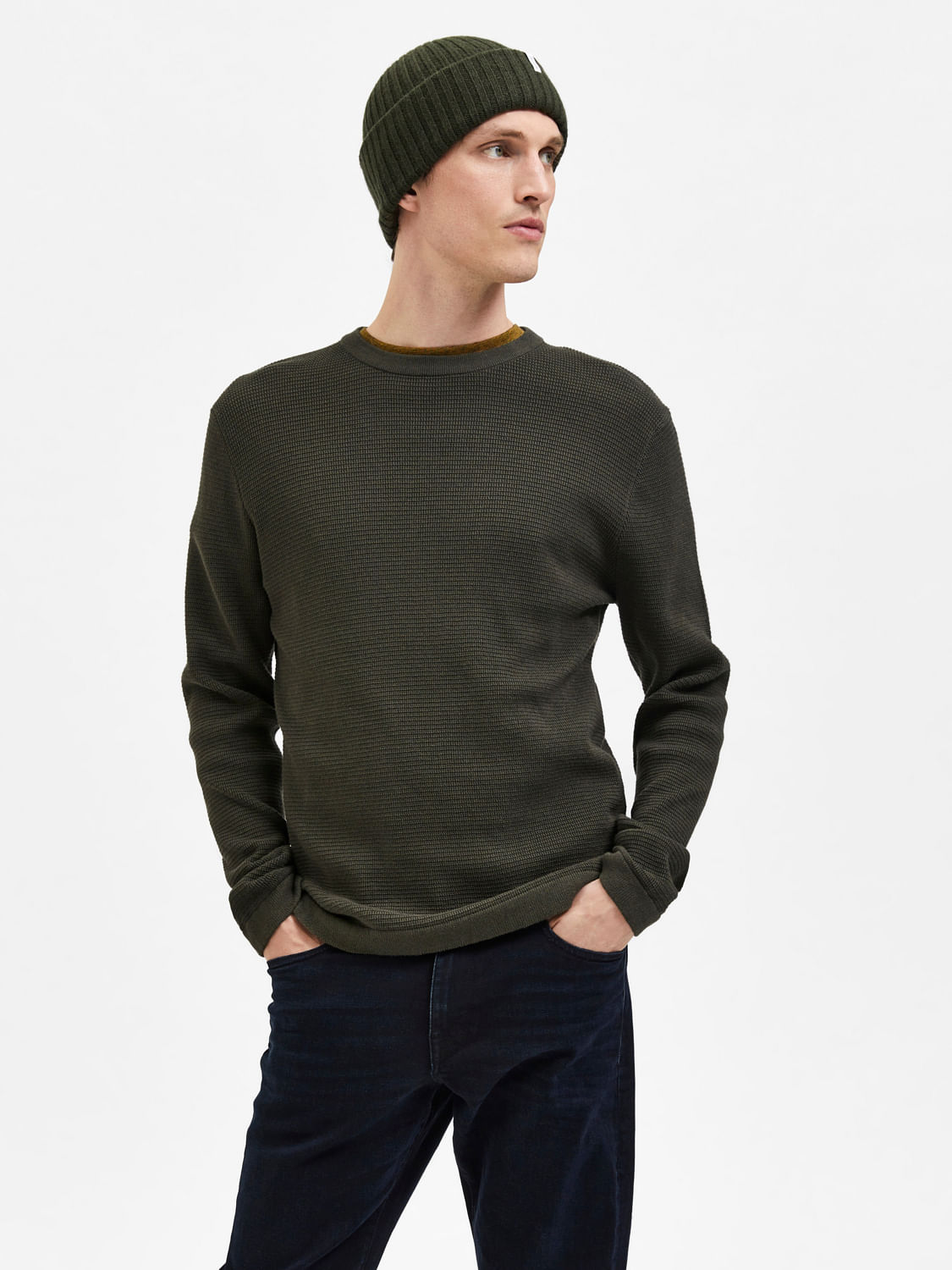 Men's green crew hotsell neck jumper