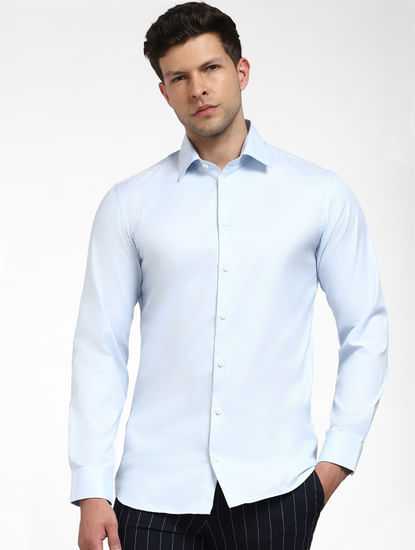 Light Blue Cotton Full Sleeves Shirt