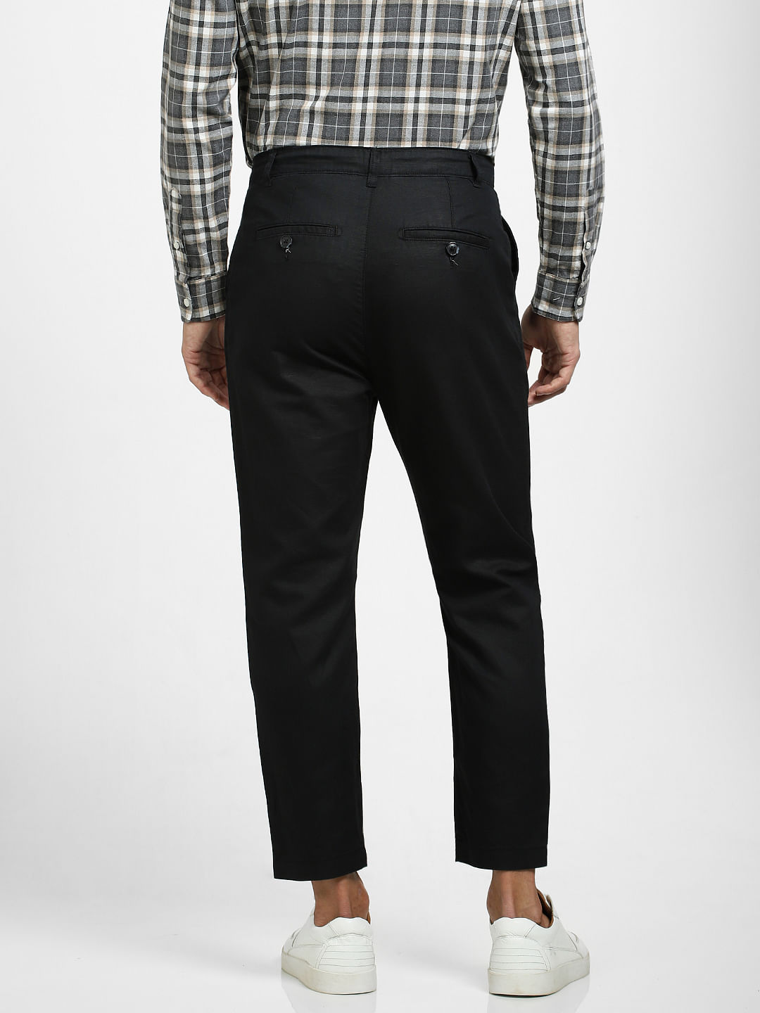 Mid rise sale linen blend pants