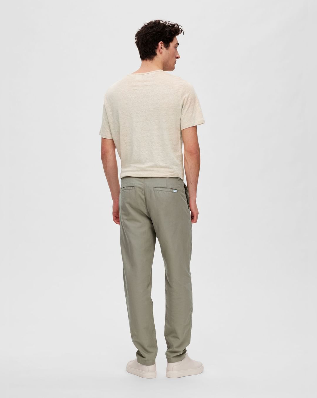 Buy Green Mid Rise Slim Linen Pants for Men Online at SELECTED HOMME ...