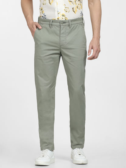 Green Mid Rise Slim Fit Pants