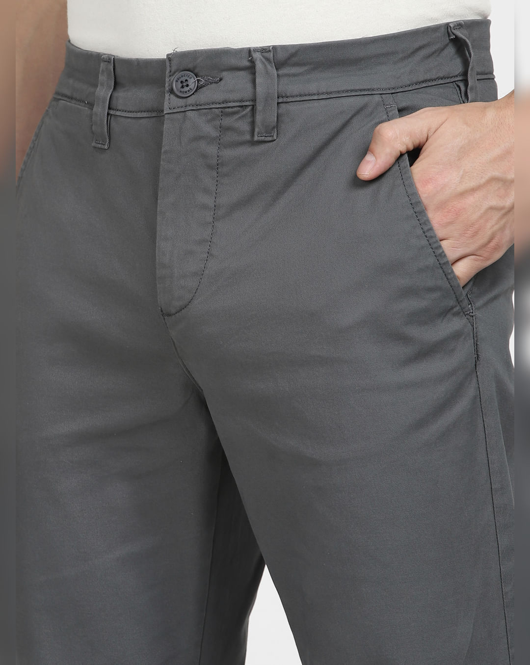 Buy Dark Grey Mid Rise Slim Fit Pants for Men Online at SELECTED HOMME ...