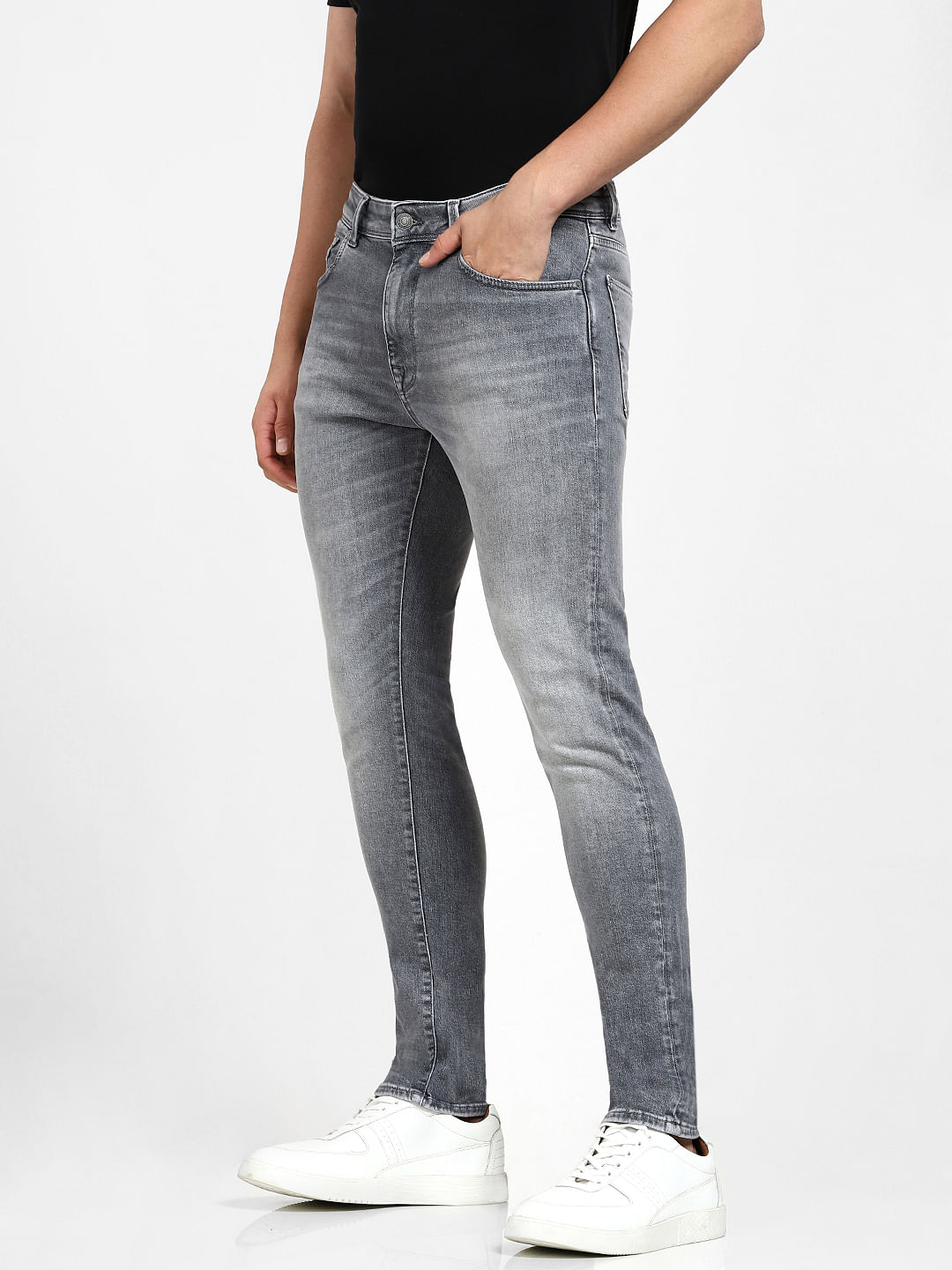 Buy Dark Grey Mid Rise Leon Slim Fit Jeans for Men at Selected