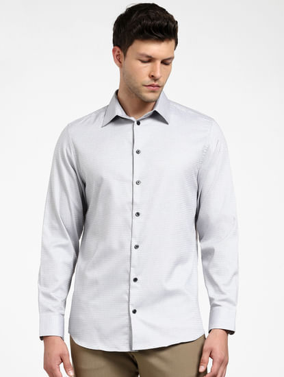 White Printed Full Sleeves Shirt