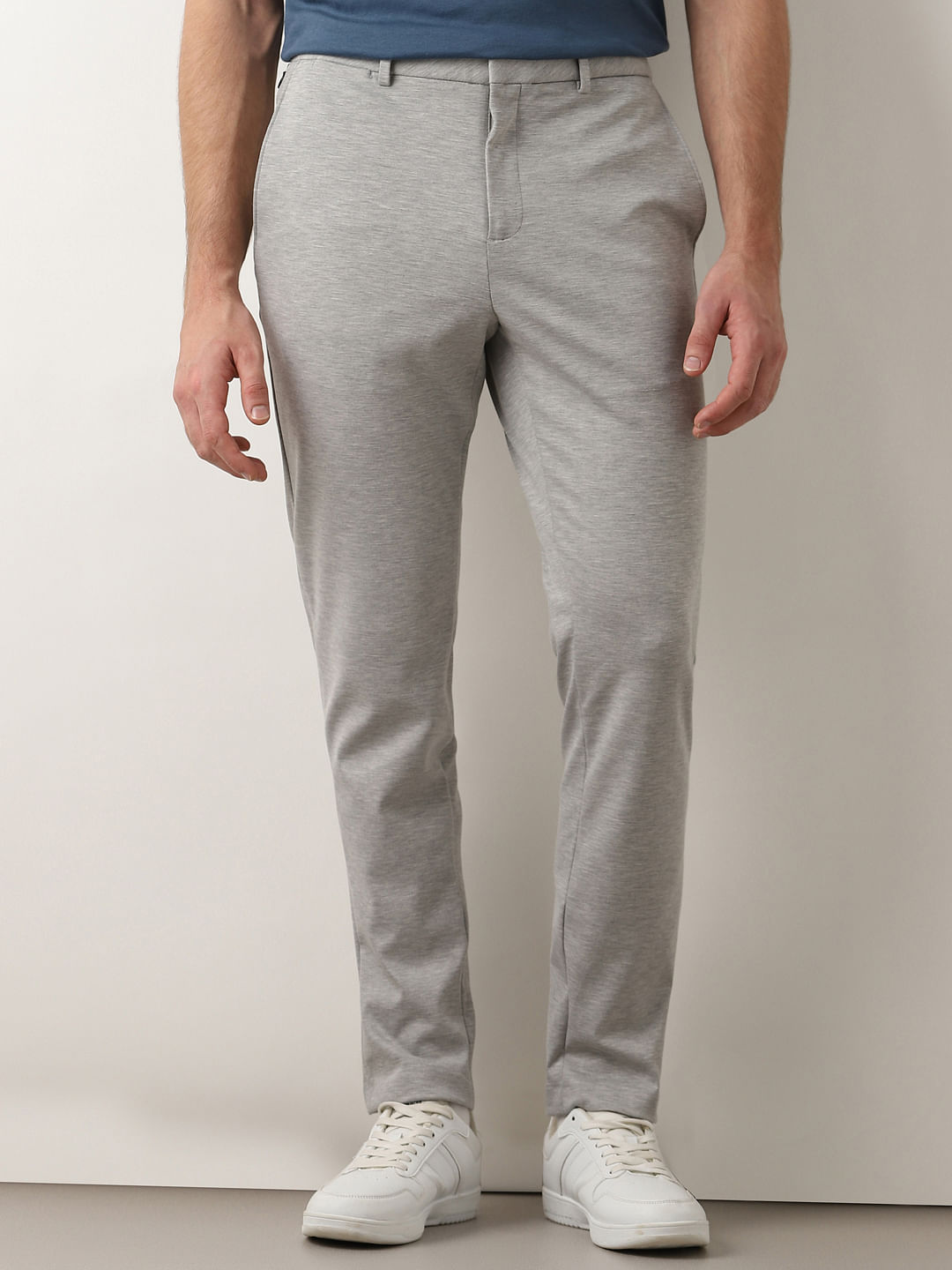 Men's knitted pants with elastic waistband - dark grey V2 OM-PACP-0116 |  Ombre.com - Men's clothing online