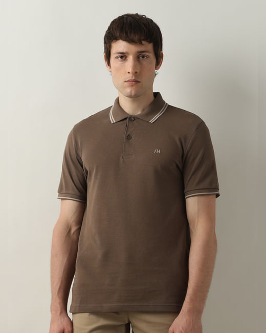 Dark Brown Organic Cotton Polo T-shirt