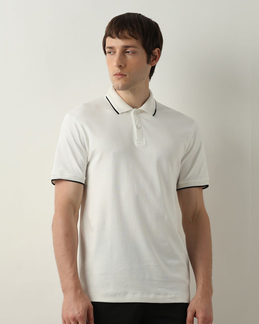 White Cotton Polo T-shirt