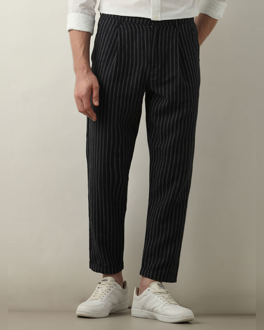 Black Striped Cropped Pants