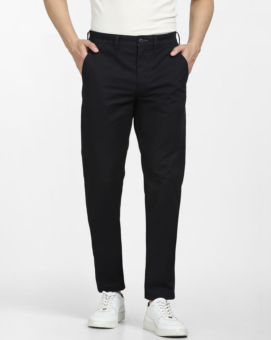 Buy Black Mid Rise Slim Fit Pants for Men Online at SELECTED HOMME ...