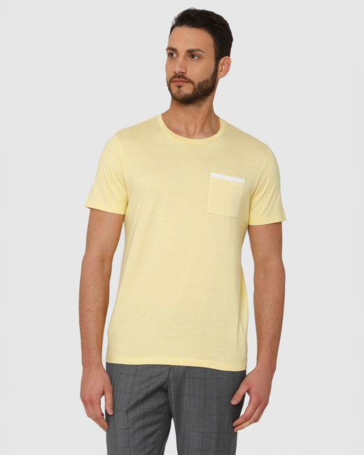 Yellow Front Pocket Crew Neck T-Shirt