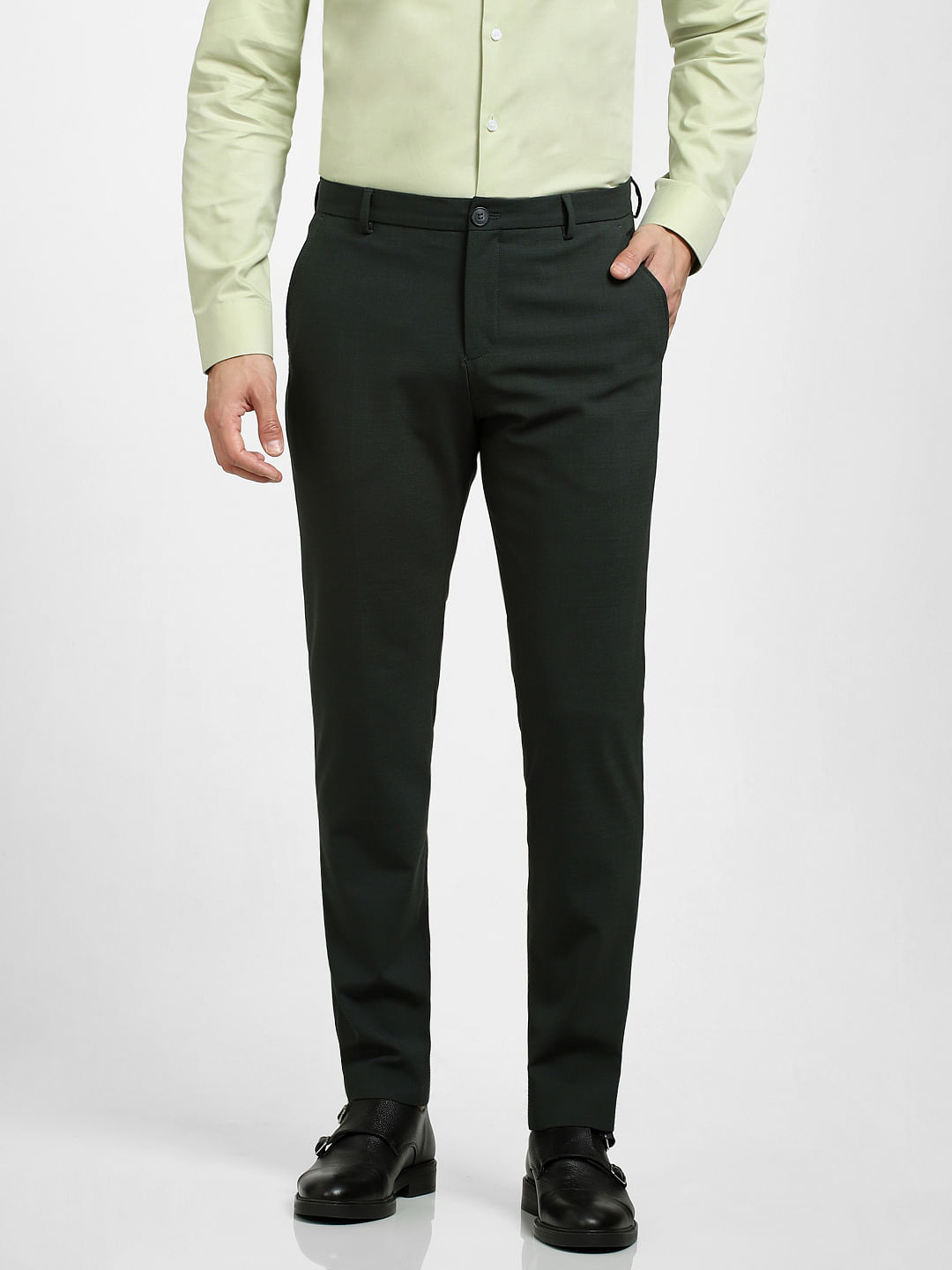 Buy JEENAY Synthetic Formal Pants for Men | Mens Fashion Wrinkle-free  Stylish Slim Fit Men's Wear Trouser Pant for Office or Party - 30 US,  Bottle Green Online at Best Prices in