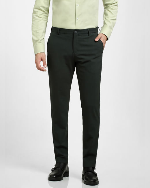 Green Mid Rise Formal Suit-Set Trousers