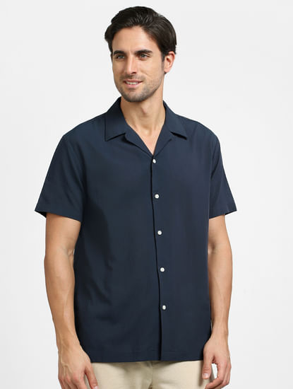 Blue Organic Cotton Short Sleeves Shirt