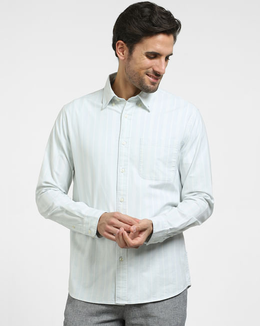 Blue Striped Organic Cotton Full Sleeves Shirt