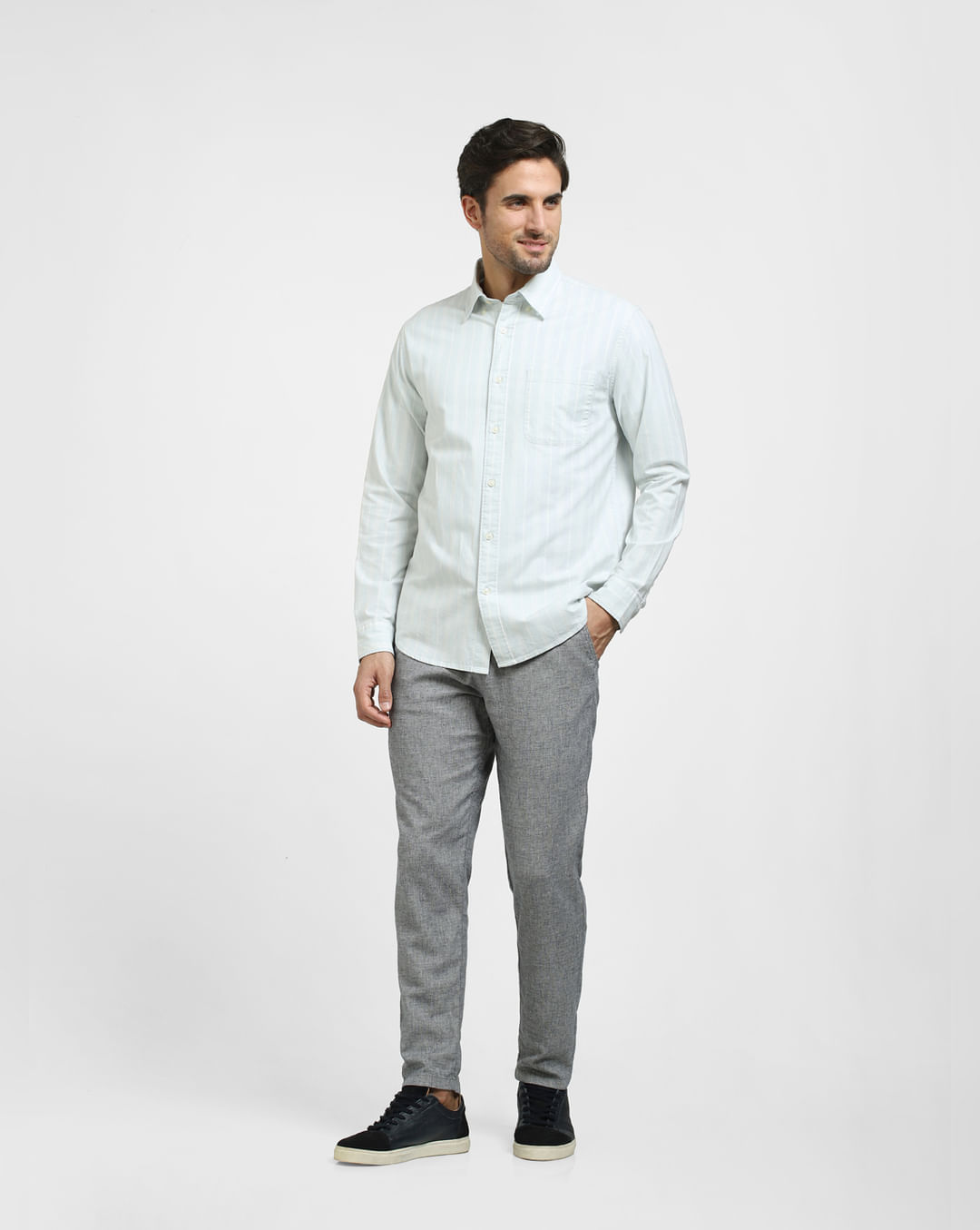 Buy Blue Striped Organic Cotton Full Sleeves Shirt for Men Online at ...