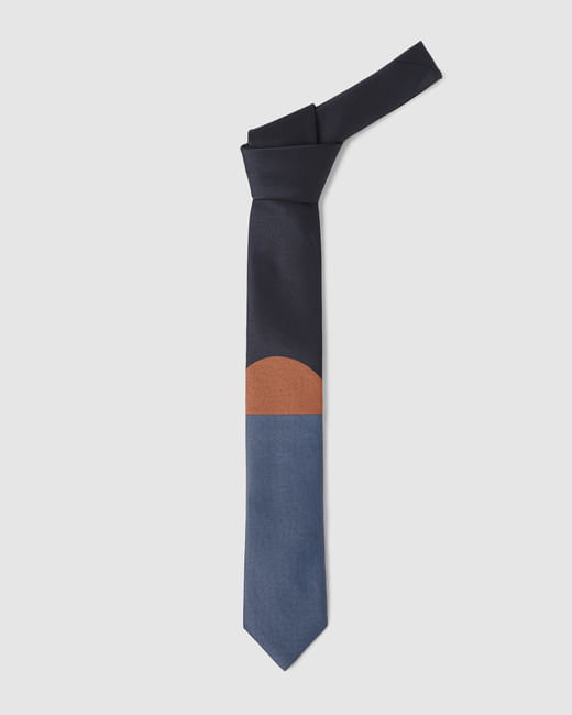 Navy Blue Colourblocked Tie