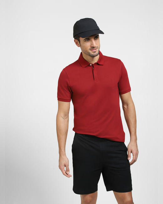 Dark Red Polo Neck T-shirt