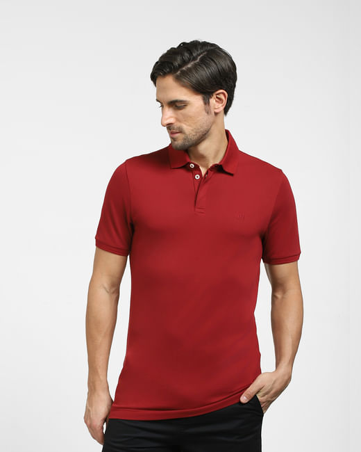 Dark Red Polo Neck T-shirt