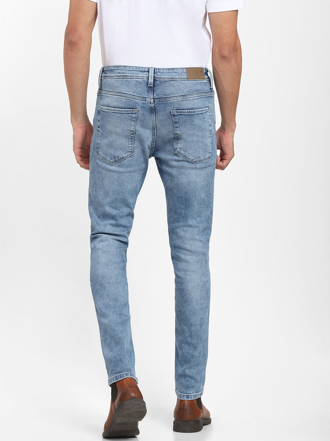 Blue Denim Ankle Length Stretchable Men's Jeans - Tistabene - Tistabene