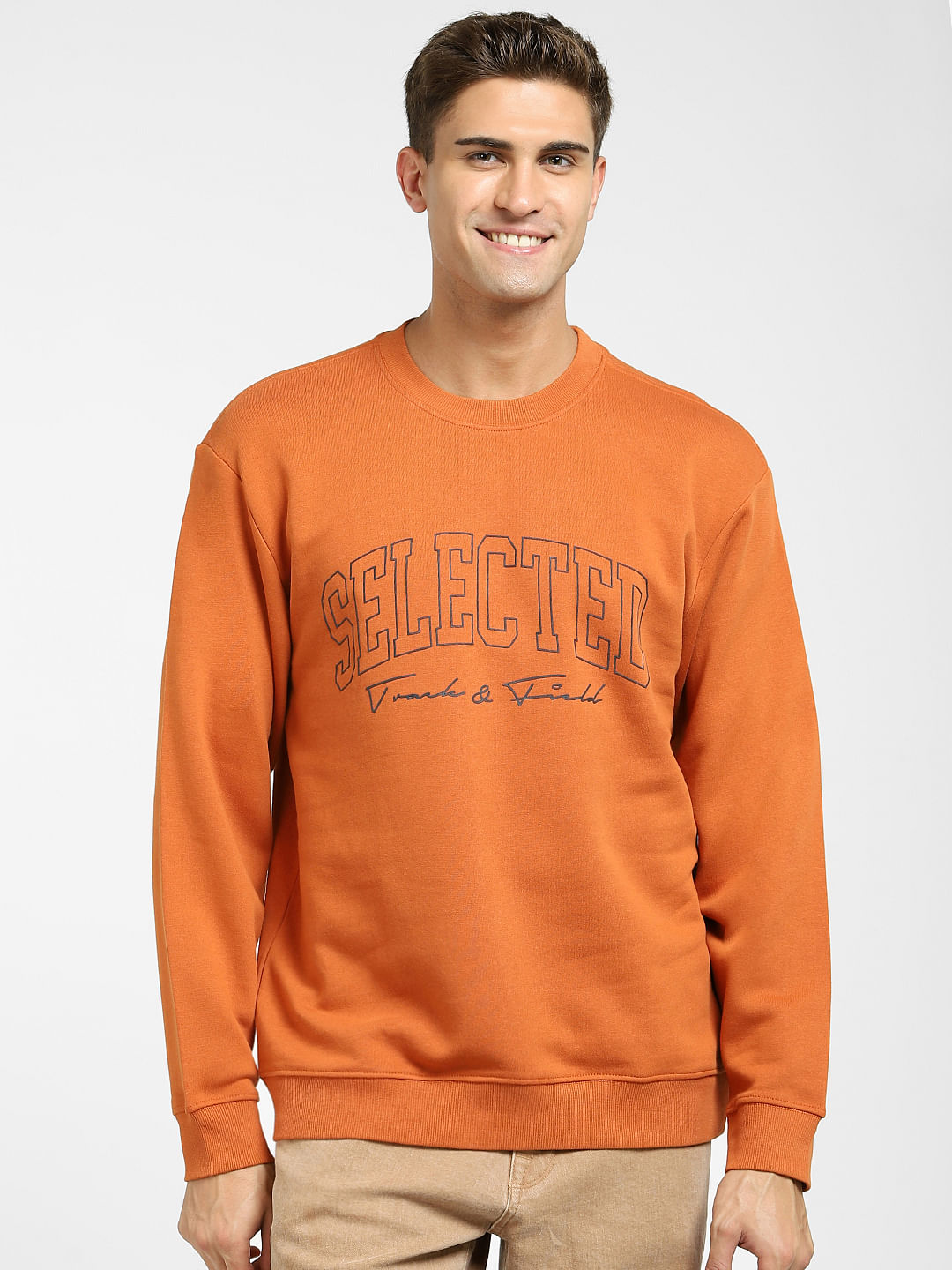 Orange and cheap grey sweatshirt