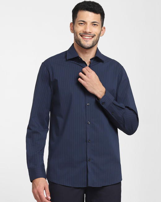 Blue Striped Formal Full Sleeves Shirt