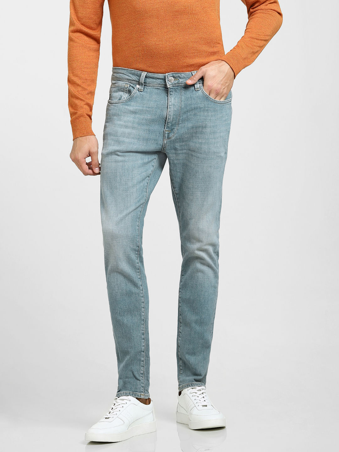 Buy Jack & Jones Light Blue Denim Cotton Skinny Fit Jeans for Mens Online @  Tata CLiQ