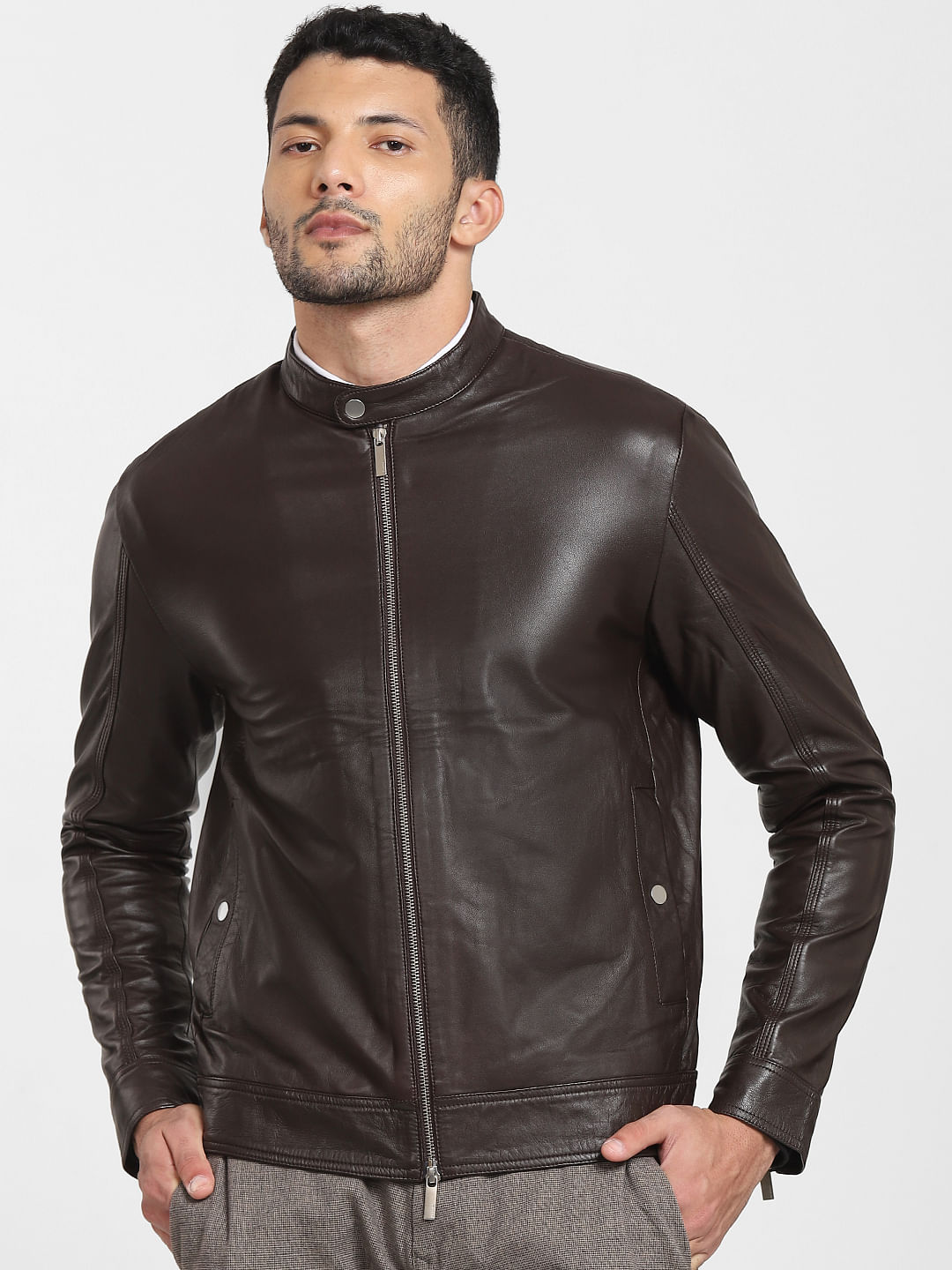 Selected leather clearance jacket