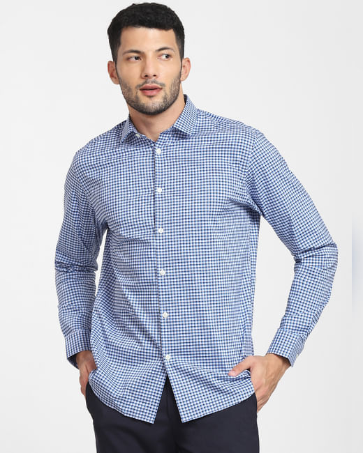 Blue Check Formal Full Sleeves Shirt