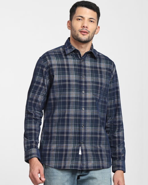 Buy Navy Blue Check Full Sleeves Shirt Online at SELECTED HOMME | 400681