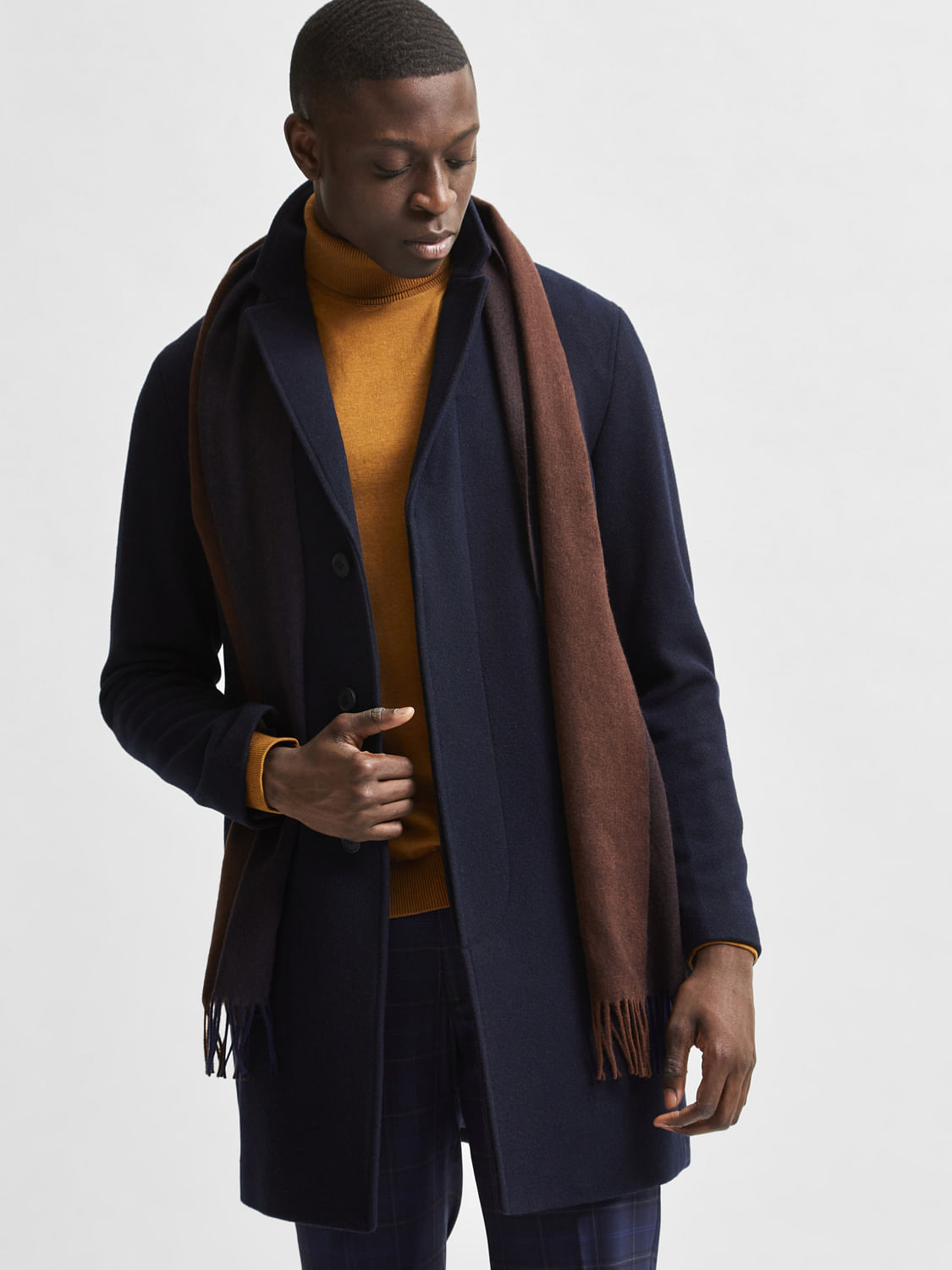 mens blue long coat