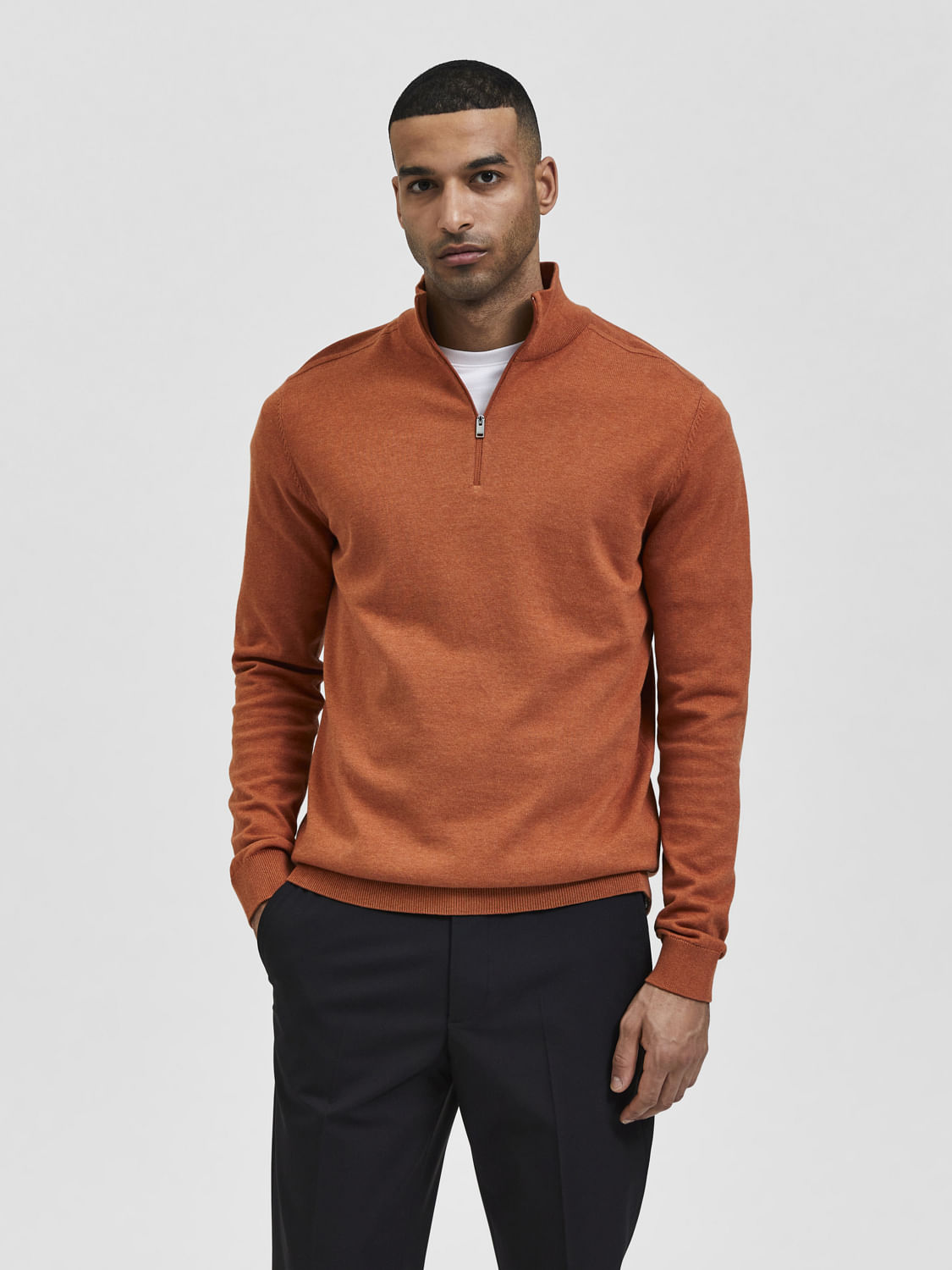 Orange half shop zip sweater