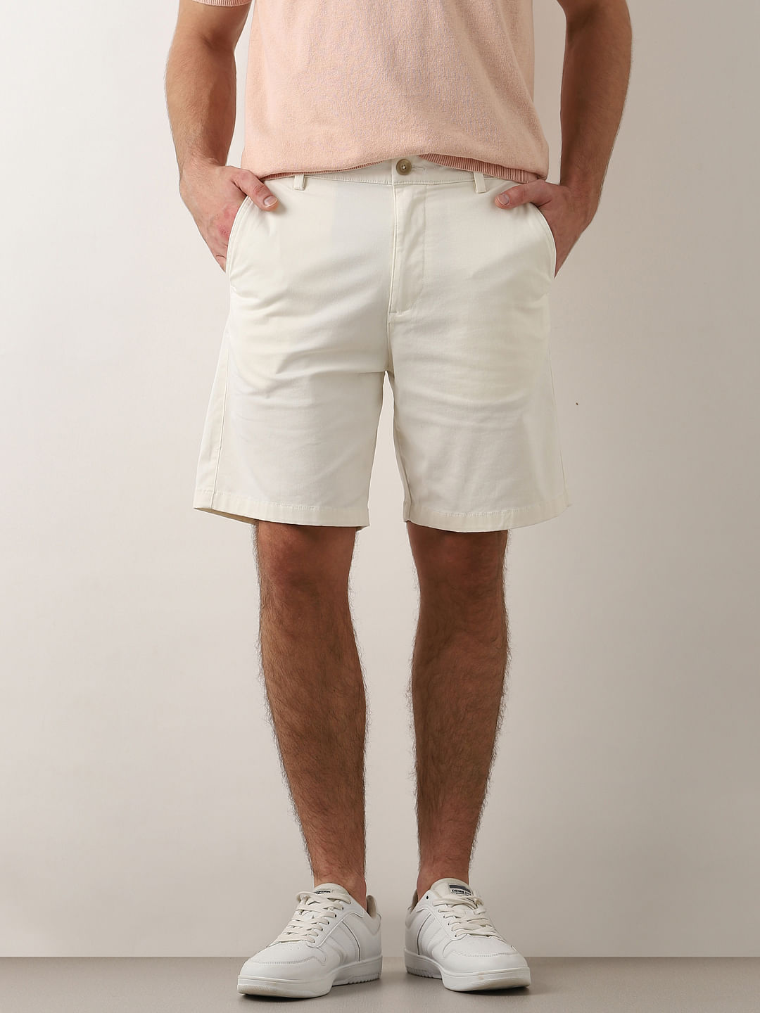 Buy Off White Mid Rise Cotton Chino Shorts for Men at SELECTED HOMME