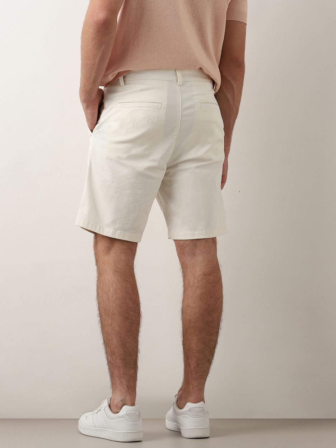 Buy Off White Mid Rise Cotton Chino Shorts for Men at SELECTED HOMME