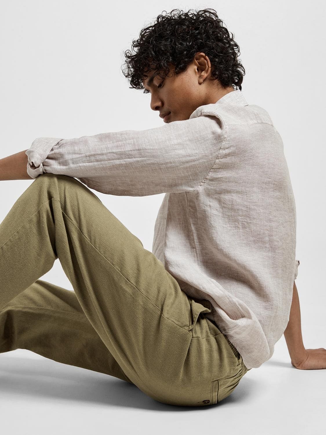 Buy Light Green Mid Rise Linen Pants for Men Online at Selected