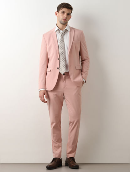 Pink Mid Rise Suit-Set Trousers