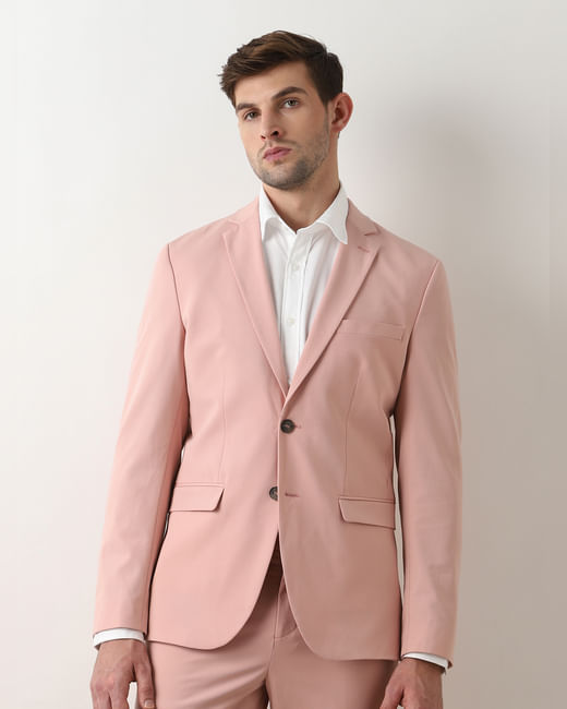 Pink Single Breasted Suit-Set Blazer