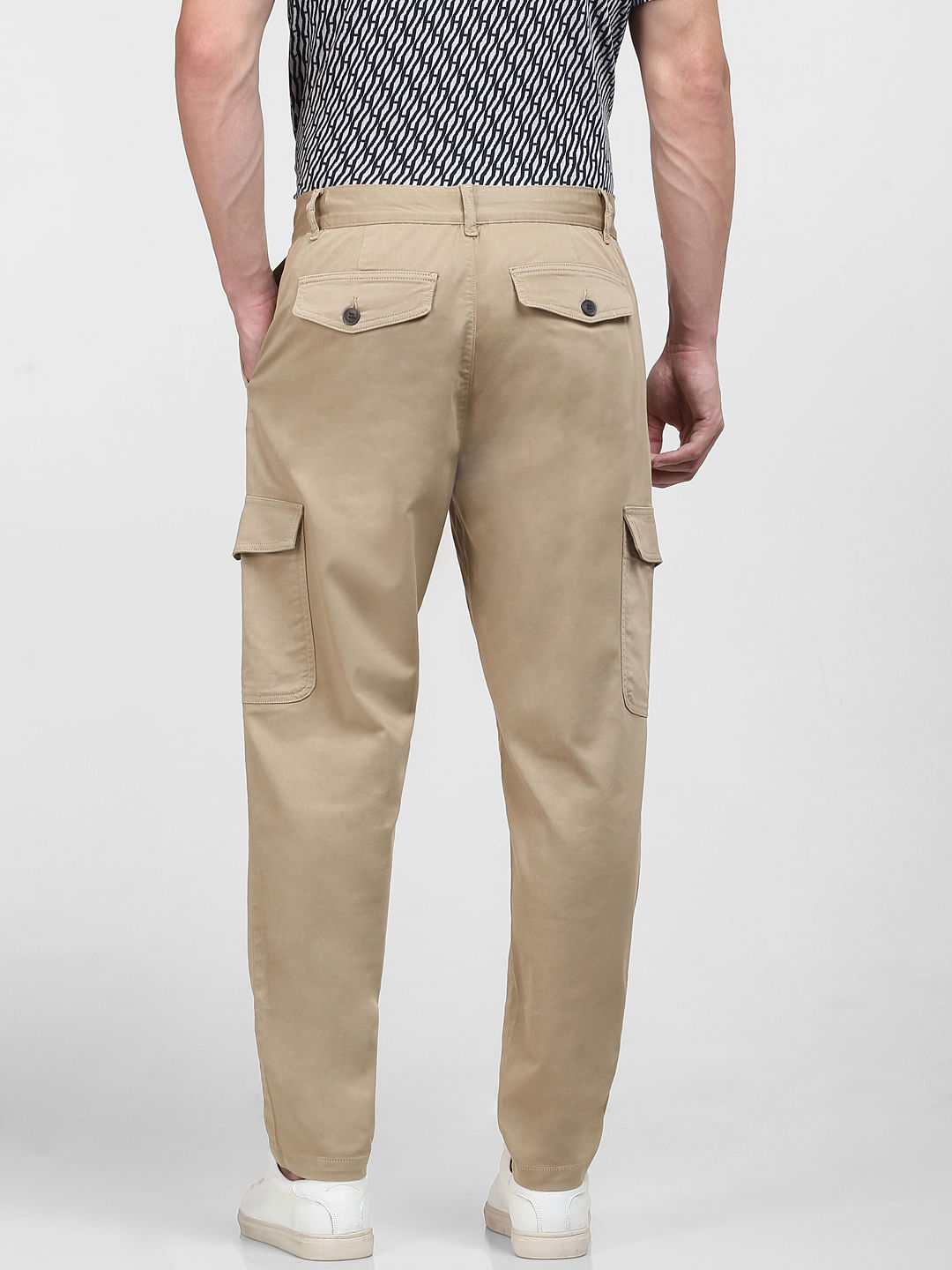 Khaki Solid Cotton Cargo Trouser (DOLYTE) | Celio