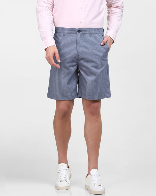 Blue Organic Cotton Striped Shorts