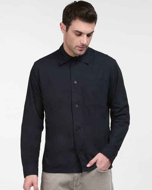 Black Organic Cotton Loose Fit Overshirt