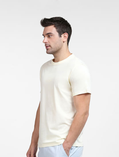 Light Yellow Organic Cotton Crew Neck T-shirt