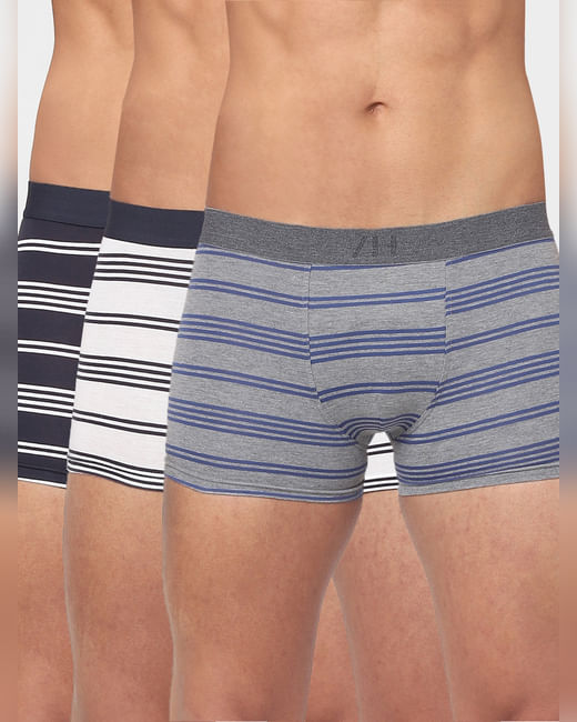 Pack of 3 Striped Trunks - Grey, White, Blue